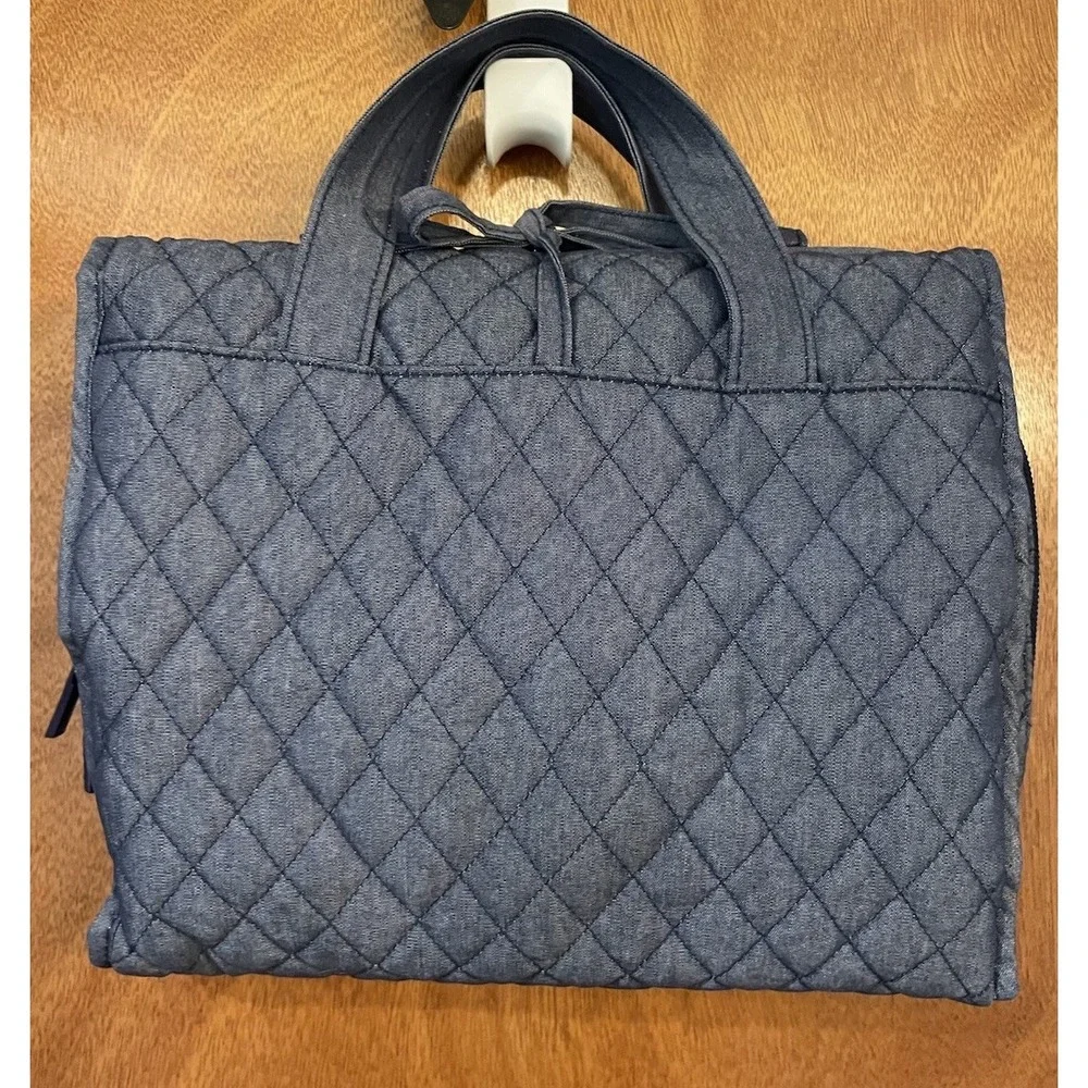 Vera Bradley Hanging Travel Organizer Cosmetics Quilted Bag Denim Blue Jean